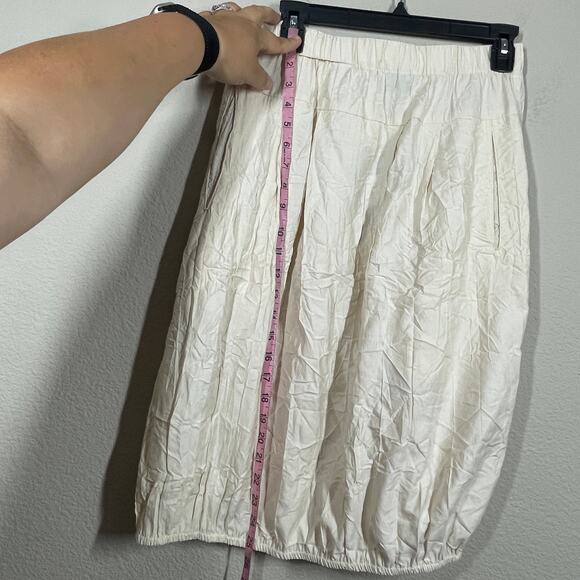 Bitte Kai Rand Small Senmei Crinkle Midi Skirt Beige Cotton Blend Elastic Waist - Picture 6 of 12